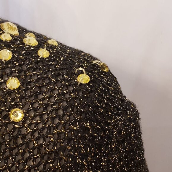 Women's Black Embellished Scoop-Neck Metallic Pullover Sweater by Ruby Rd, SZ XL - Picture 4 of 10